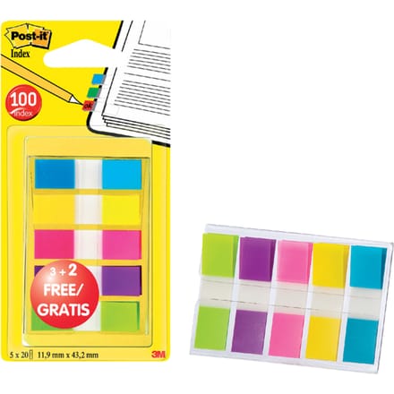 Indextabs Post-it 6835 11.9x43.1mm 3+2 gratis assorti 100 tabs
