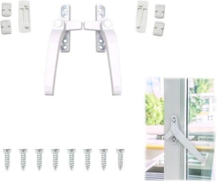 2x Universele UPVC Raamgrepen Wit - Dubbel Openslaand Veiligheidsslot Aluminiumlegering