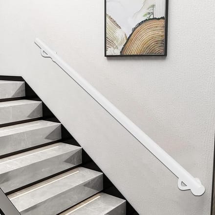 Metalen trapleuning - Stevig handvat - Veilig traplopen - Matwitte afwerking - 30cm - Wit