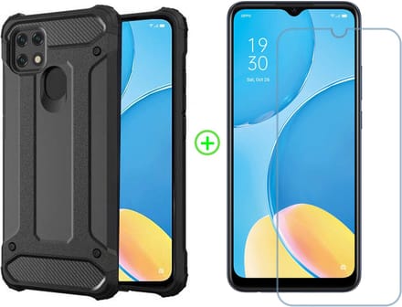 Hoesje Geschikt voor Oppo A15 Hoesje - Armor Rugged back cover Met Screenprotector