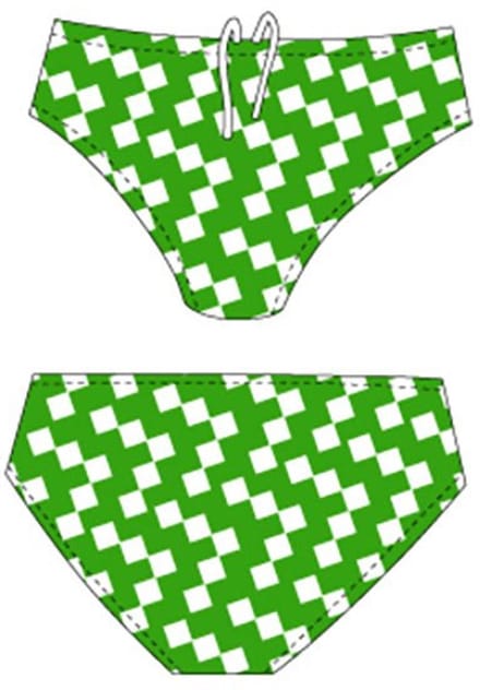 Turbo New Squares Zwemslip Groen,Wit S Man