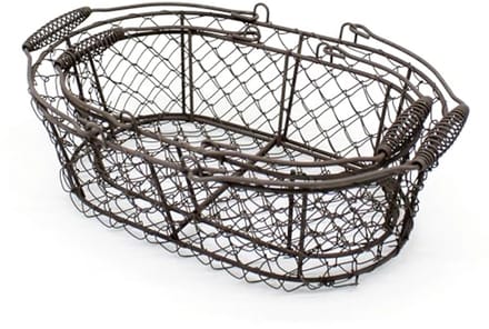 Ovale Metalen Draad Eiermand en Fruitmand Set van 2 - Vintage Stijl
