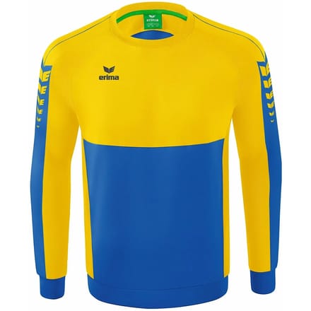 Erima Six Wings Sweatshirt Kinderen - Geel / New Royal | Maat: 152