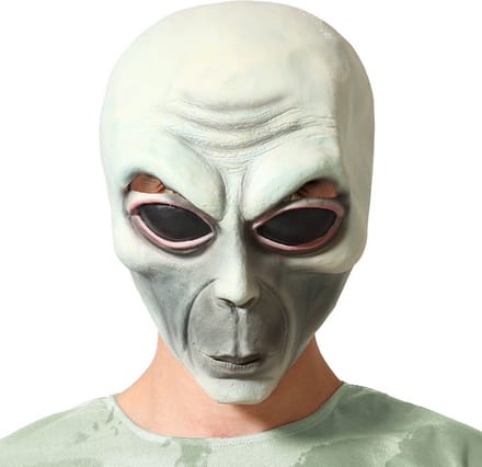 Halloween verkleed masker - Geest/Alien/Horror - wit/grijs - volwassenen - Latex