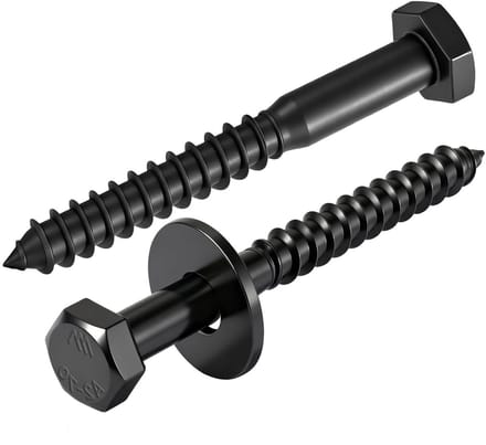 Zeskant Houtschroeven Set van 25 - A2 - M6 x 75 mm - Zwart