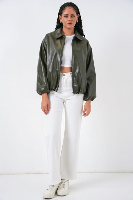 Oversized Faux Leather Ritsjack