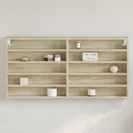 vidaXL - Vitrinekast - 100x8,5x50 - cm - bewerkt - hout - sonoma - eikenkleurig