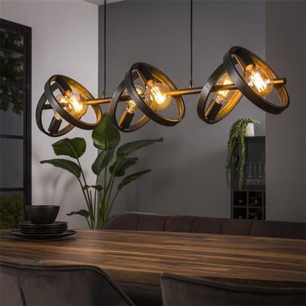 Dimehouse Hanglamp industrieel Otan 6-lichts rond metaal 6-lichts - Metaal - Industrieel