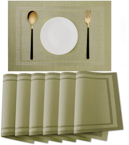 Dailygoods - Premium afwasbare placemats - 6 stuks, groen en hittebestendig