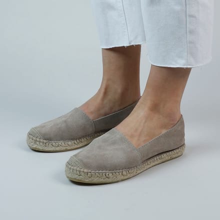Manfield - Dames - Taupe suède espadrilles - Maat 38