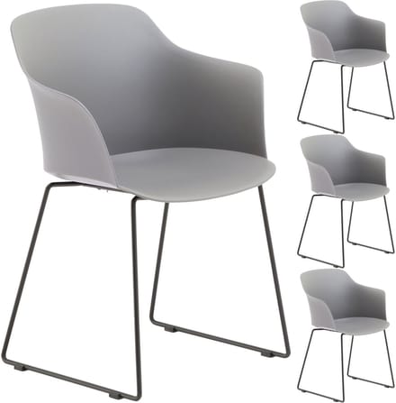 Tuinstoel FORO, set van 4, van kunststof - grijs