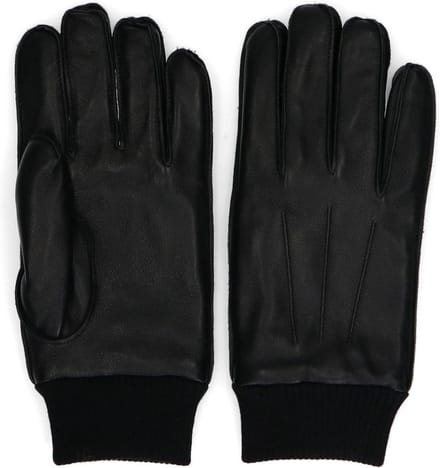 Manfield - Heren - Zwarte leren heren handschoenen - Maat 1