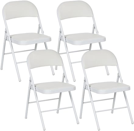 HOMCOM Folding Chair Staal, Kunstleder 46L x 45B x 78H cm Wit
