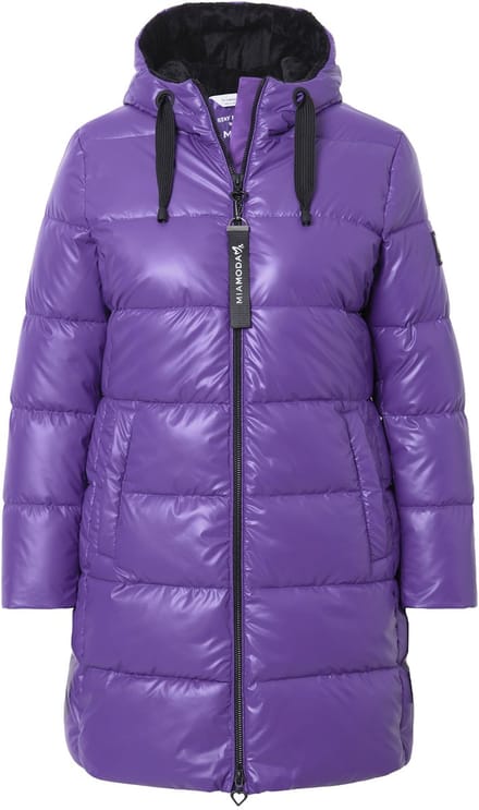 MIAMODA - Dames - Doorgestikte jas capuchon 2-wegrits - Violet - Maat 48