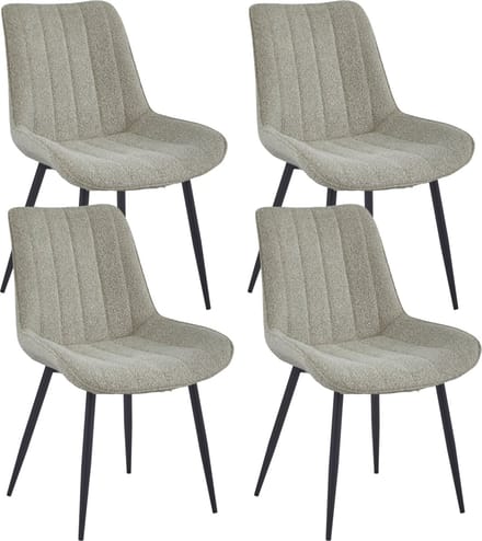 Colenis® - Verta Eetkamerstoel - Set Van 4 - Beige - Bouclé- Industrieel - Met armleuning