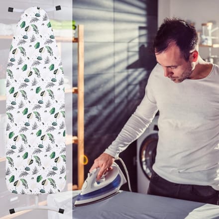 Strijkplankhoes Katoen Groen Bladeren - Elastisch en Wasmachinebestendig - Universele Maat 135x52 cm