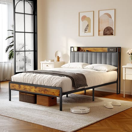 Bealife BF26 Bedframe - 200 x 140 cm - met Opslaghoofdsteun - Licht Grijs