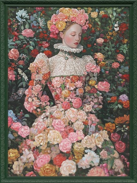 Schilderij met lijst bloemenmeisje 70x90cm