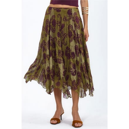 Hoge Taille Paisley Chiffon Maxi Rok