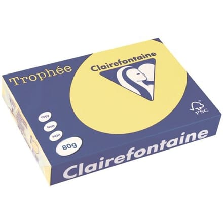 Clairefontaine Trophée gekleurd papier, A4, 80 g, 500 vel, citroengeel