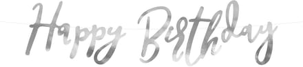 PartyDeco - Banner Happy Birthday Zilver
