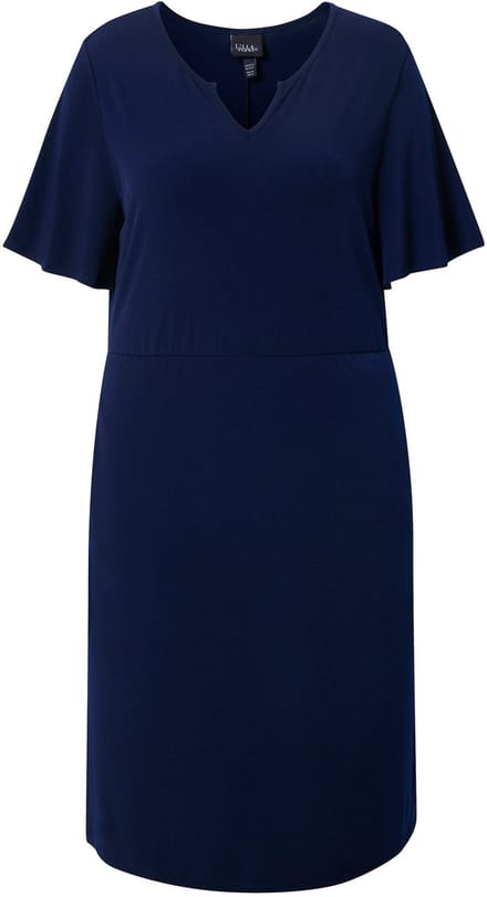 Ulla Popken - Dames - Jersey maxi-jurk - Marine - Maat 50+