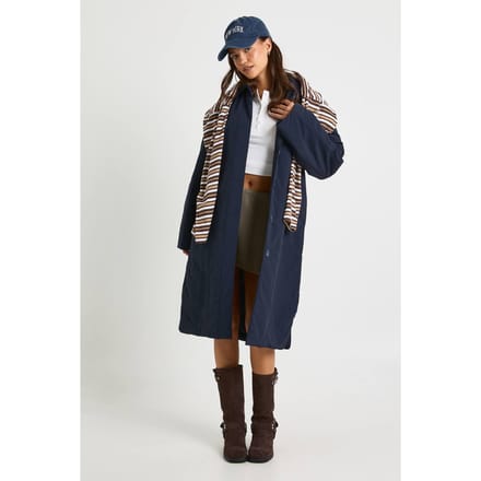 boohoo Dames Longline Gevoerde Jas | Navy | Maat: 10