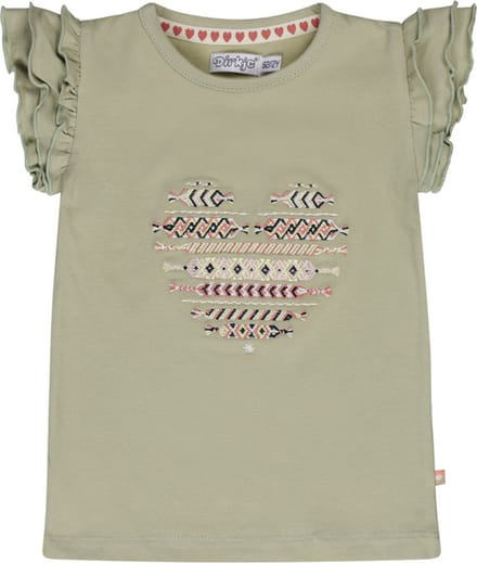 Dirkje T-Shirt Korte Mouw Heart Dusty Green 56