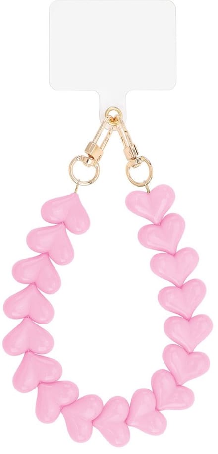 telefoon koord - roze - mobiel koord hart- phone cord hearts pink