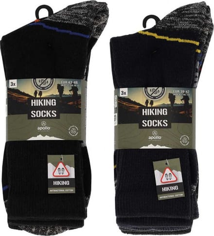 Apollo hiking sokken 3 paar Zwart 43/46