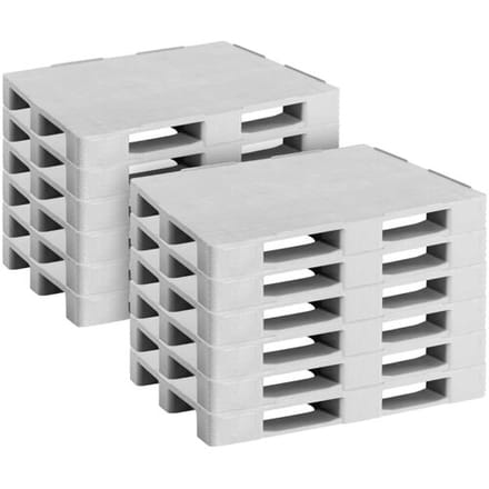 GGM Gastro (12 stuks) Kunststof europallet - 1200x800mm - draagvermogen: 4000kg (statisch) - grijs grijs