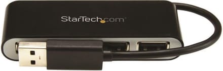 StarTech.com 4-Port Portable USB 2.0 Hub with Built-in Cable - hub - 4 ports USB hub - 4 - Zilver