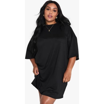 boohoo Dames PLUS T-SHIRT MINijURK | Zwart | Maat: 48