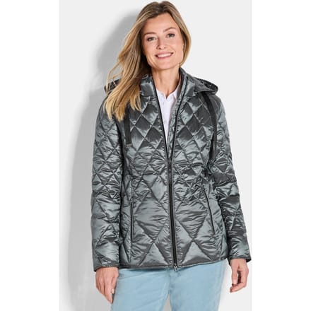 Gewatteerd jack met ruitmotief - grijsgroen - Gr. 40 van Goldner Fashion