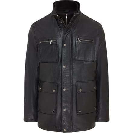 Heren zwarte leren militaire jas - Buitenjas - Veld