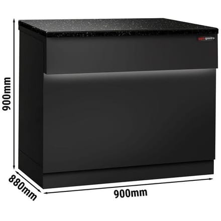 GGM Gastro Kassentisch TORONTO - 900mm - schwarze Front - schwarze Granit-Arbeitsplatte