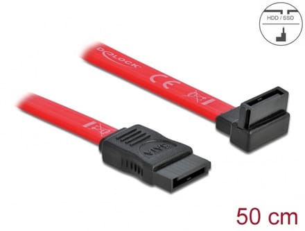 Delock SATA 3 Gb/s Cable straight to upwards angled 50 cm red