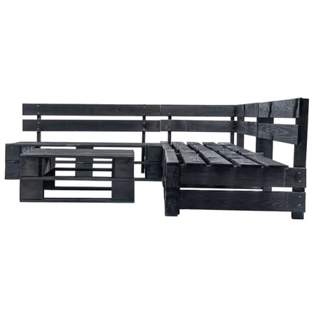vidaXL - 4-delige - Loungeset - pallet - hout - zwart