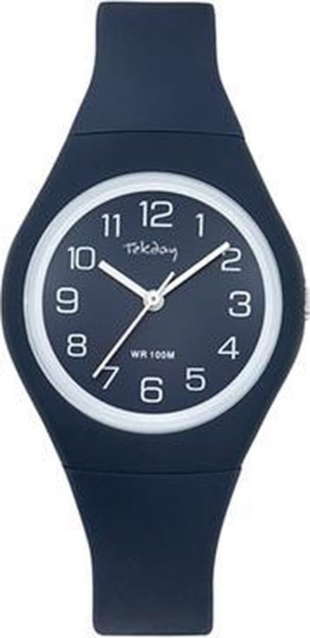 Tekday 654142 analoog horloge 34 mm 100 meter blauw/ wit