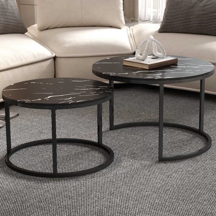 Salontafel 'Boston' Decor Glas Marmer Zwart