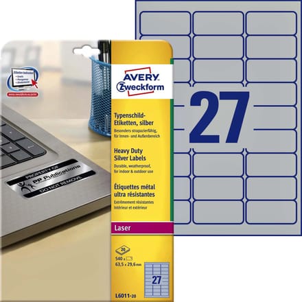 Avery L6011-20 Zilver printeretiket