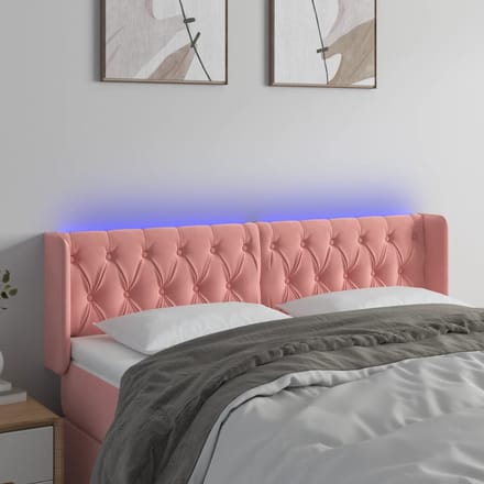 vidaXL - Hoofdbord - LED - 163x16x78/88 - cm - fluweel - roze