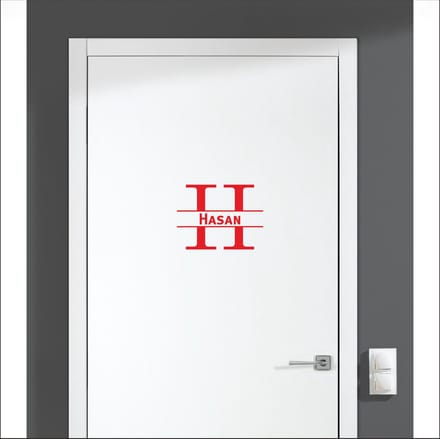 Deursticker Met Naam -  Hasan - Rood