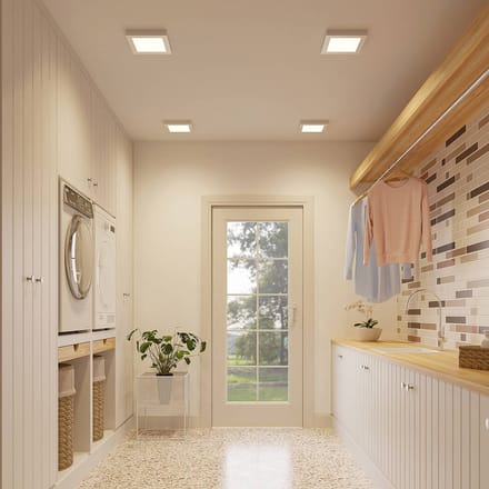 Prios LED plafondlamp Alette, zilver, 22,7cm, 18W, dimbaar