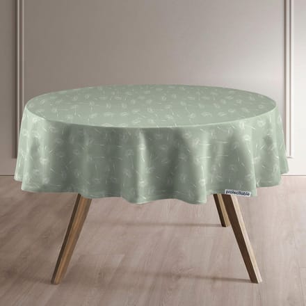 Protecttable - Rond Tafelzeil Pluizenbloem Groen Ø138cm - Tafelkleed Afwasbaar - Kunststof