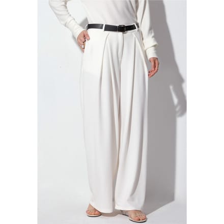 Hoge taille wijde crepe broek met riem