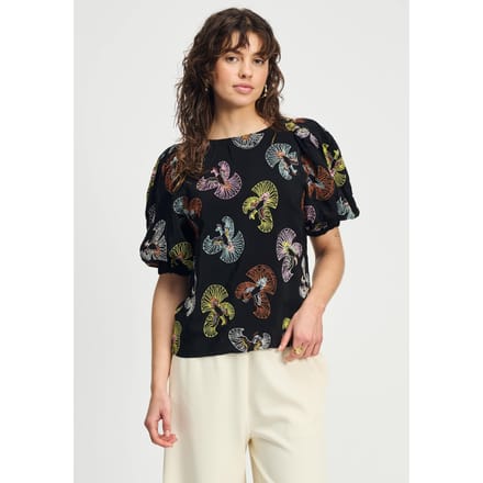 POM Amsterdam Top - Embroidery Sky Black Größe: 42 | Blusen Outlet | Damen | Schwarz