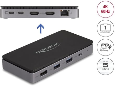 Delock USB Type-C™ Docking Station 4K - Dual HDMI MST / USB / Gibabit LAN / PD 3.0 85 W
