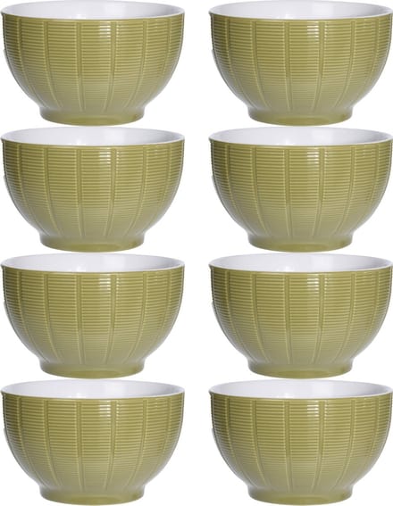 Excellent Houseware Soepkommen/serveer schaaltjes - 8x - Venice - keramiek - D14 x H8 cm - groen