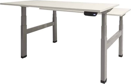 Dextro plus duo zit/sta 200x80cm, electrisch hoogte verstelbare werkplek, H-poot frame. Frame kleur wit (RAL9010) en blad Lichtgrijs
